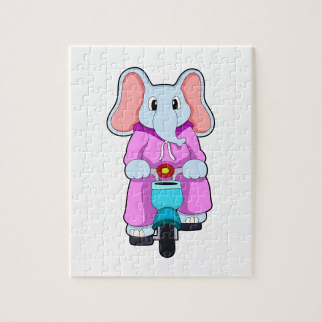 Elephant with Bicycle Jigsaw Puzzle (Vertical)