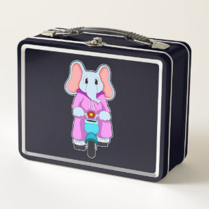 Elephant with Bicycle Metal Lunch Box