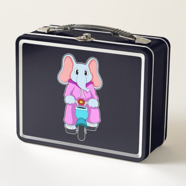 Elephant with Bicycle Metal Lunch Box (Front)