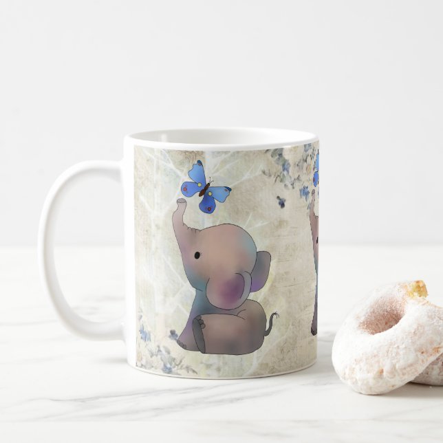 Elephant with butterfly coffee mug (With Donut)