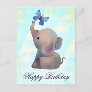 Elephant with butterfly postcard