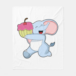 Elephant with Cake Fleece Blanket