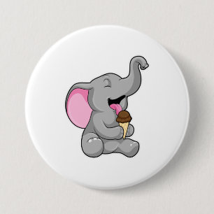 Elephant with Chocolate Waffle ice cream 3 Inch Round Button
