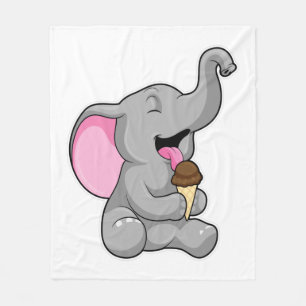 Elephant with Chocolate Waffle ice cream Fleece Blanket