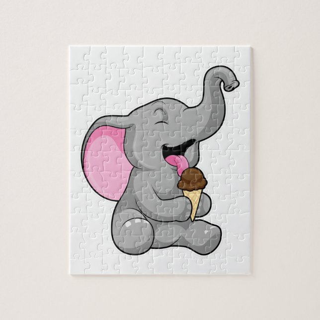 Elephant with Chocolate Waffle ice cream Jigsaw Puzzle (Vertical)