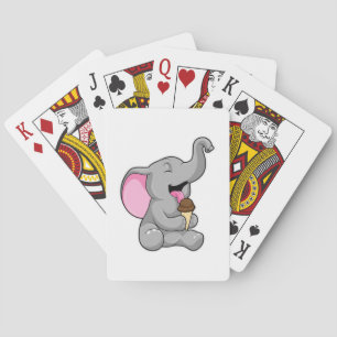 Elephant with Chocolate Waffle ice cream Playing Cards