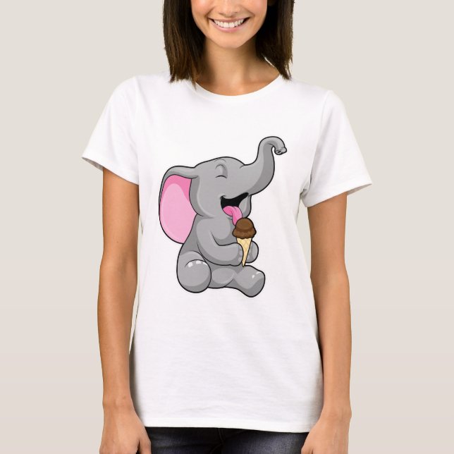 Elephant with Chocolate Waffle ice cream T-Shirt (Front)