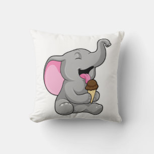 Elephant with Chocolate Waffle ice cream Throw Pillow