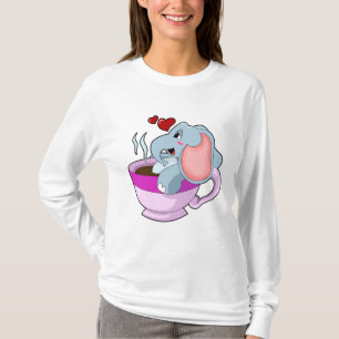 Elephant with Coffee Cup T-Shirt