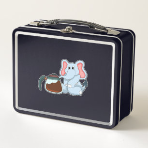 Elephant with Coffee pot Metal Lunch Box