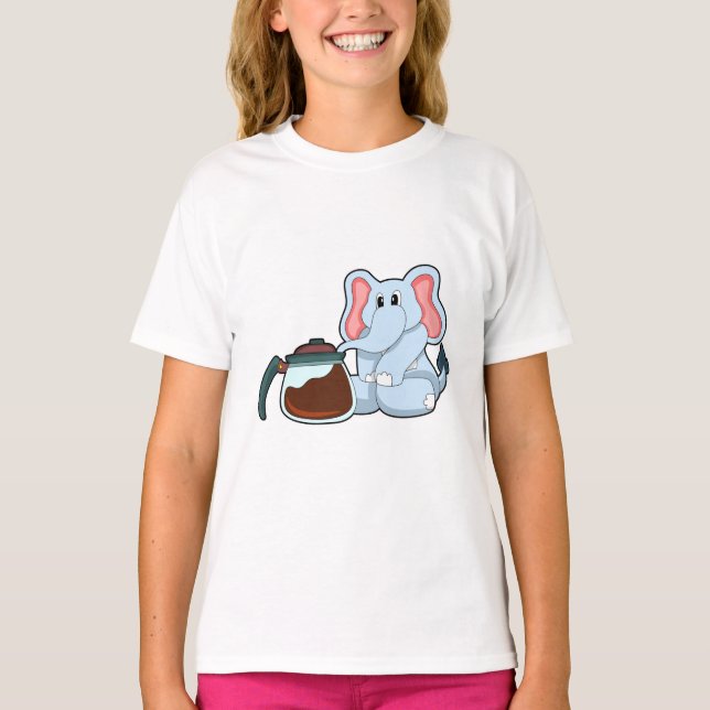 Elephant with Coffee pot T-Shirt (Front)
