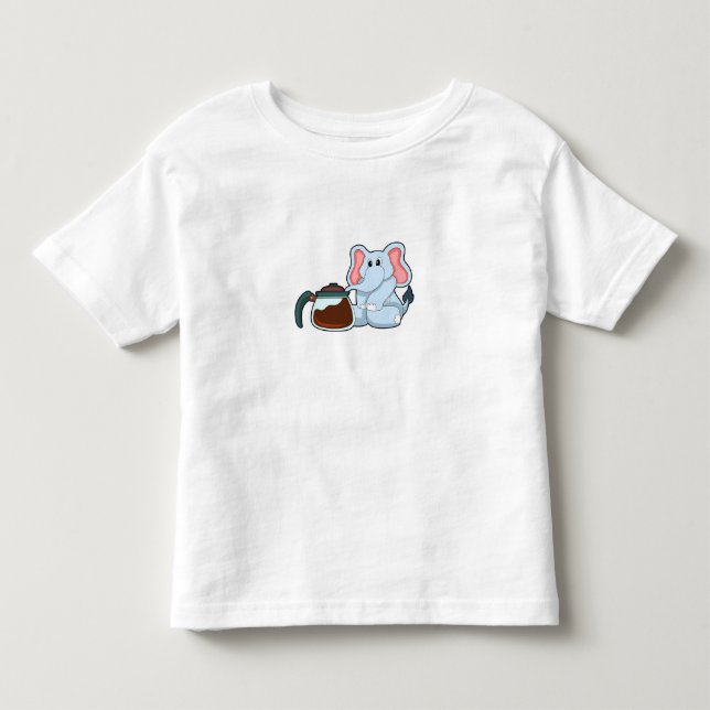 Elephant with Coffee pot Toddler T-shirt (Front)