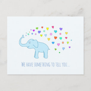 Elephant with colour hearts postcard