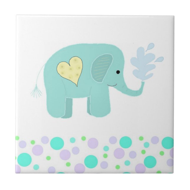 Elephant with Dots Tile (Front)