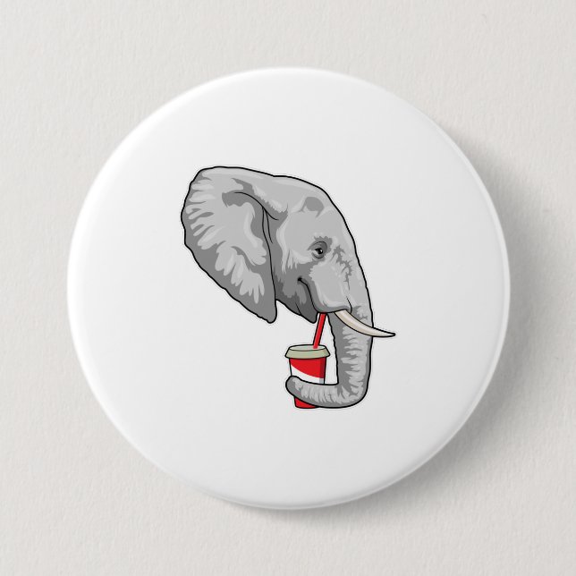 Elephant with Drink 3 Inch Round Button (Front)
