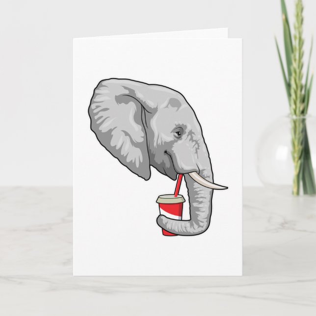 Elephant with Drink Card (Front)