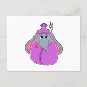 Elephant with Fever thermometer Postcard