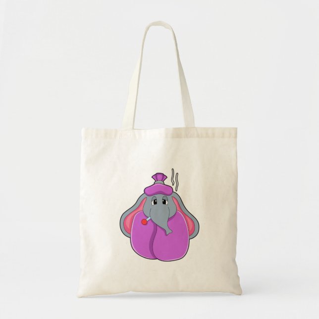Elephant with Fever thermometer Tote Bag (Front)