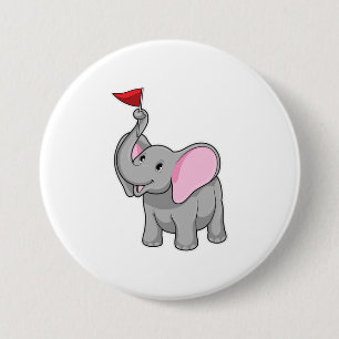 Elephant with Flag 3 Inch Round Button