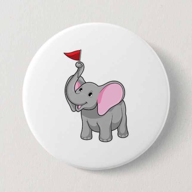 Elephant with Flag 3 Inch Round Button (Front)