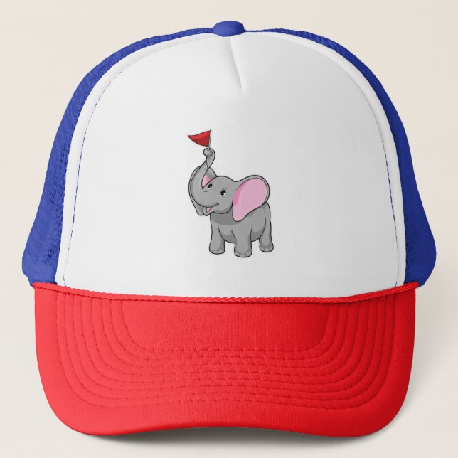 Elephant with Flag Trucker Hat (Front)