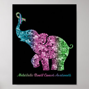 Elephant With Flower Metastatic Breast Cancer Awar Poster
