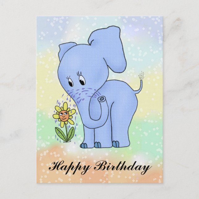 Elephant with flower  postcard (Front)