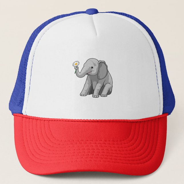 Elephant with Flower Trucker Hat (Front)