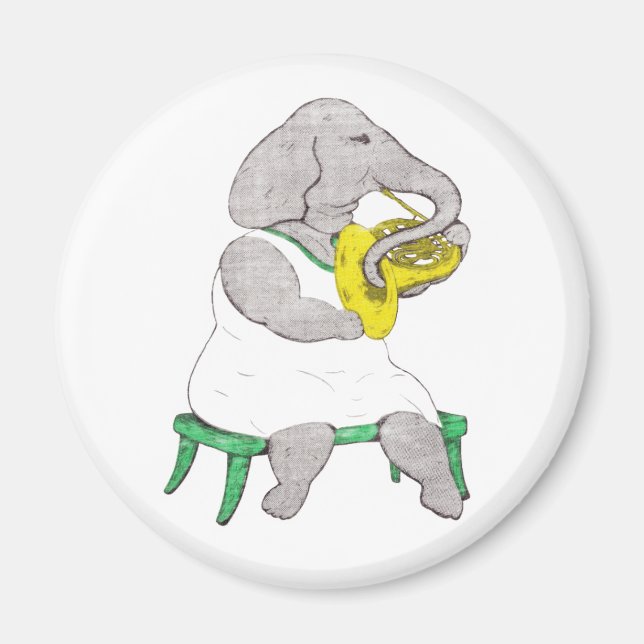 Elephant with French Horn Magnet (Front)