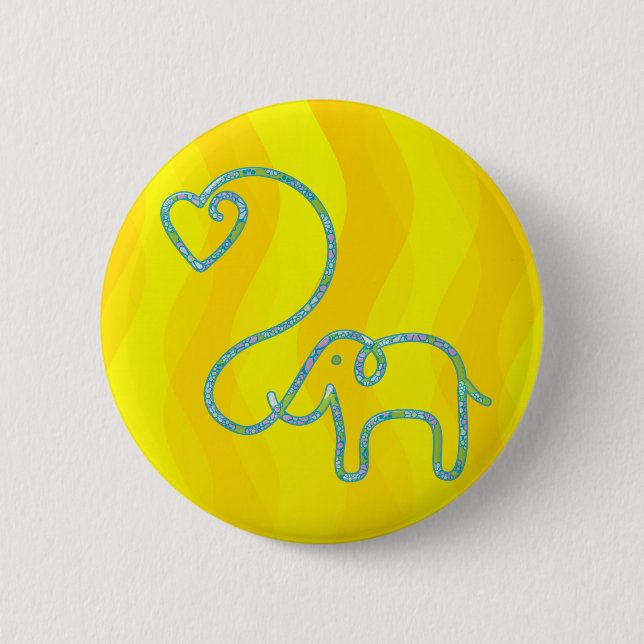 ELEPHANT with heart 2 Inch Round Button (Front)