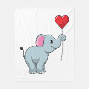 Elephant with Heart Balloon Fleece Blanket