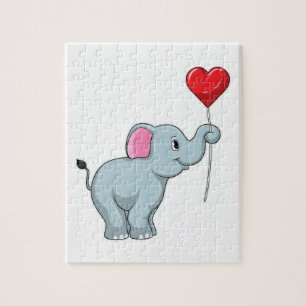 Elephant with Heart Balloon Jigsaw Puzzle