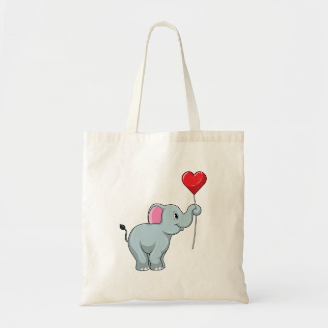 Elephant with Heart Balloon Tote Bag (Front)