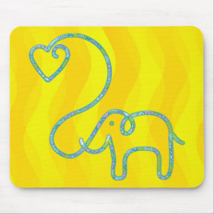 ELEPHANT with heart Mouse Pad