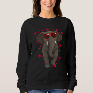 Elephant With Heart Sunglasses Cute Elephant Sweatshirt