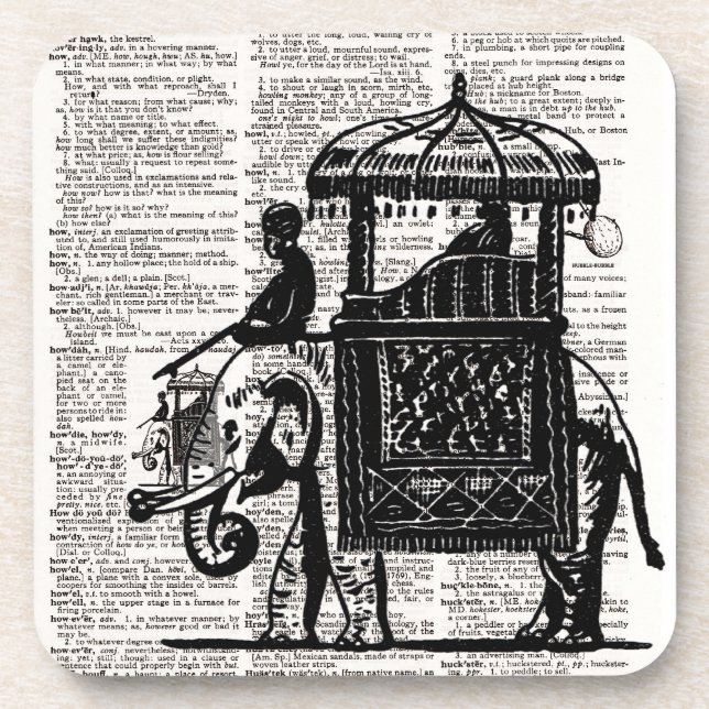 Elephant with Howdah Dictionary Art Coaster (Front)