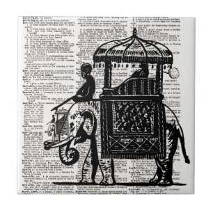 Elephant with Howdah Dictionary Art Tile