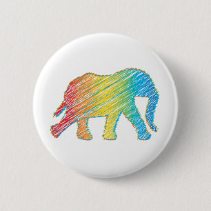Elephant with Lines 2 Inch Round Button