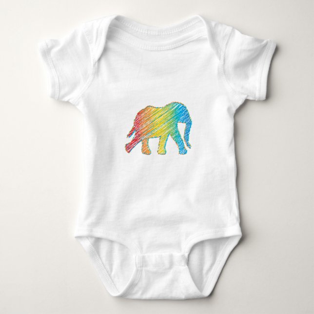 Elephant with Lines Baby Bodysuit (Front)