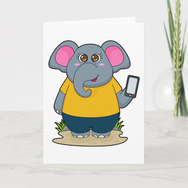 Elephant with Mobile Card (Front)