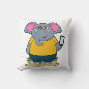 Elephant with Mobile Throw Pillow