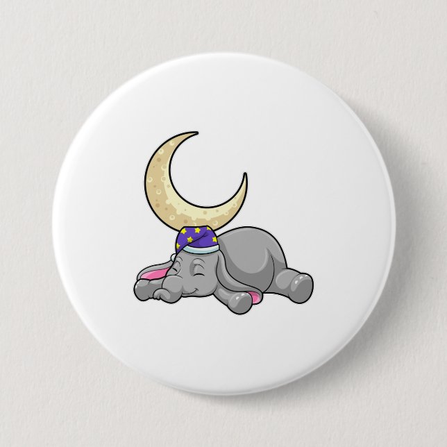 Elephant with Moon 3 Inch Round Button (Front)