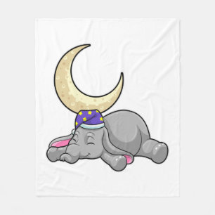 Elephant with Moon Fleece Blanket