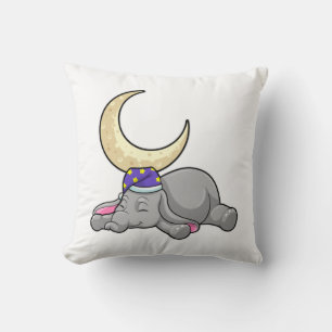 Elephant with Moon Throw Pillow
