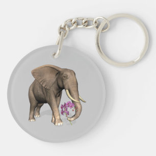 Elephant With Pink Orchid