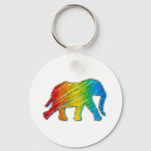 Elephant with Pixels Keychain