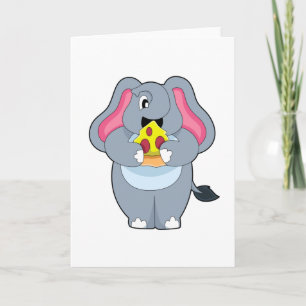 Elephant with Pizza Card