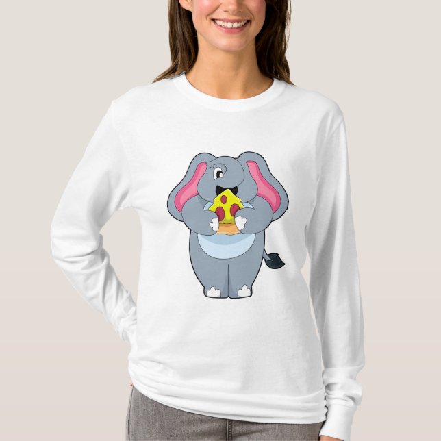 Elephant with Pizza T-Shirt (Front)