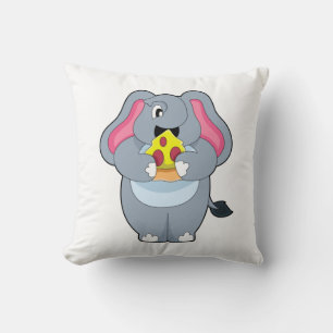 Elephant with Pizza Throw Pillow