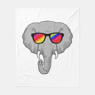 Elephant with Sunglasses Fleece Blanket